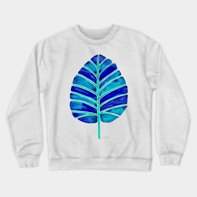 Blue Alocasia Crewneck Sweatshirt by CatCoq